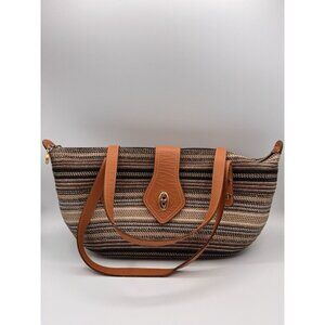 Eric Javits Purse Woven Straw Multicolor Gold Medium Shoulder Hand Bag $480